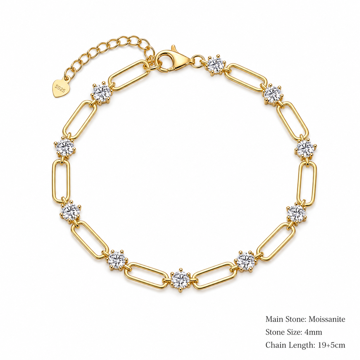 Moissanite 925 Sterling Silver Bracelet