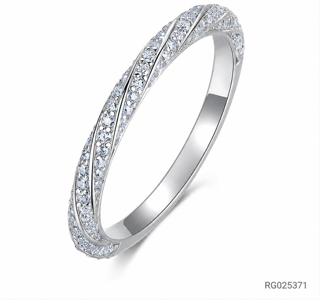 Moissanite Wave 925 Sterling Silver Ring