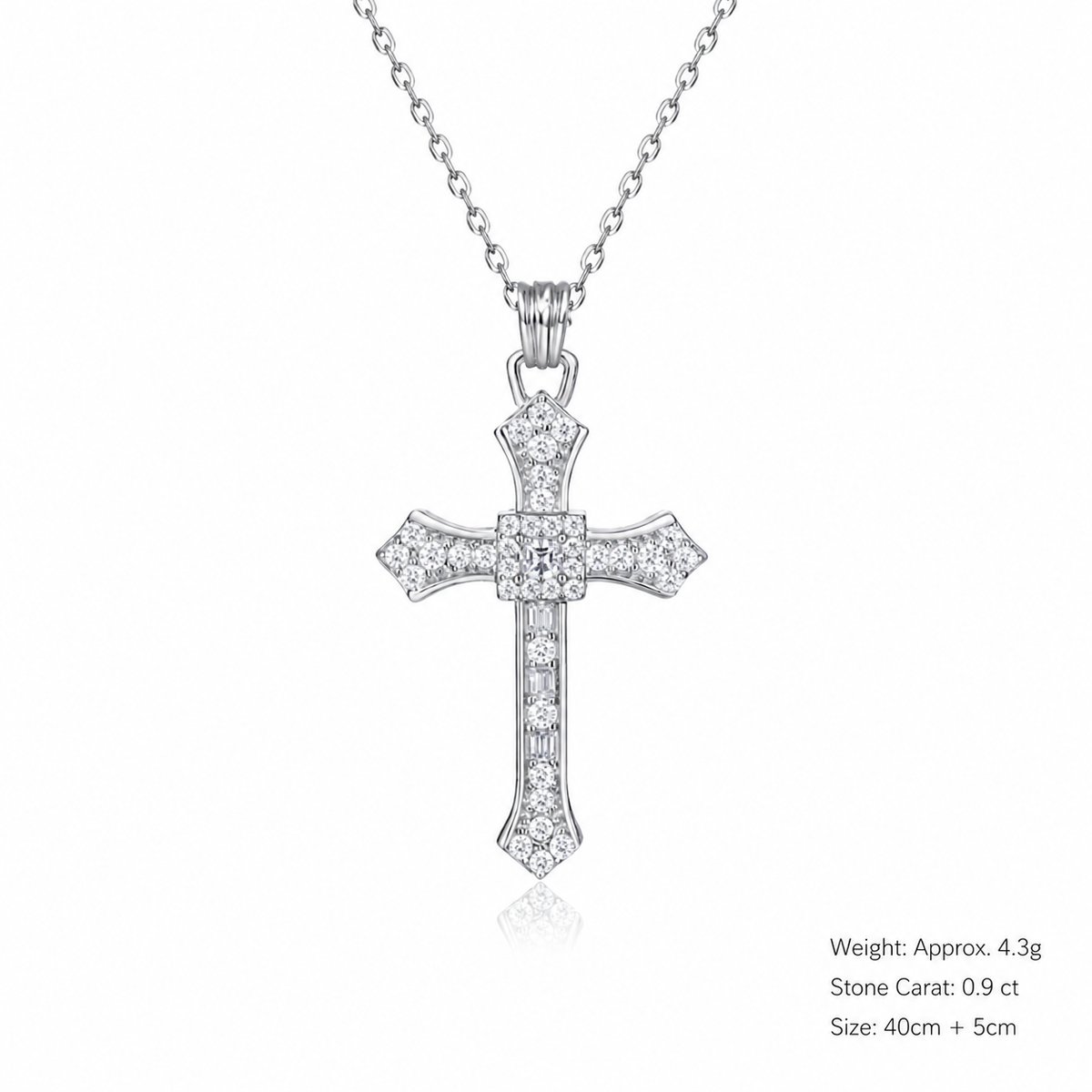 Vintage Cross Moissanite 925 Sterling Silver Necklace