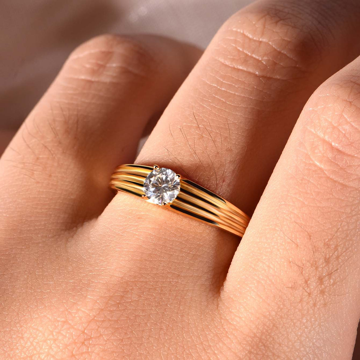 Round Solitaire Moissanite 925 Sterling Silver Ring
