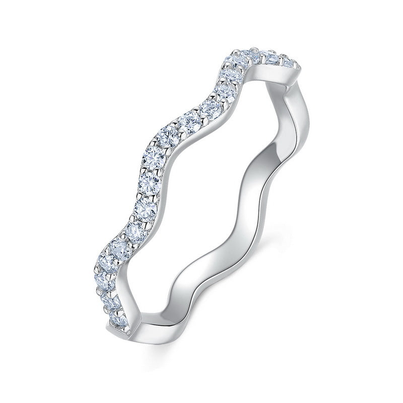 Moissanite Wave 925 Sterling Silver Ring