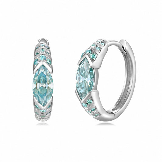 Lake Blue Marquise Moissanite Earrings In 925 Sterling Silver