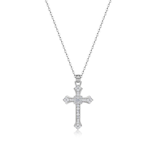 Vintage Cross Moissanite  925 Sterling Silver  Necklace