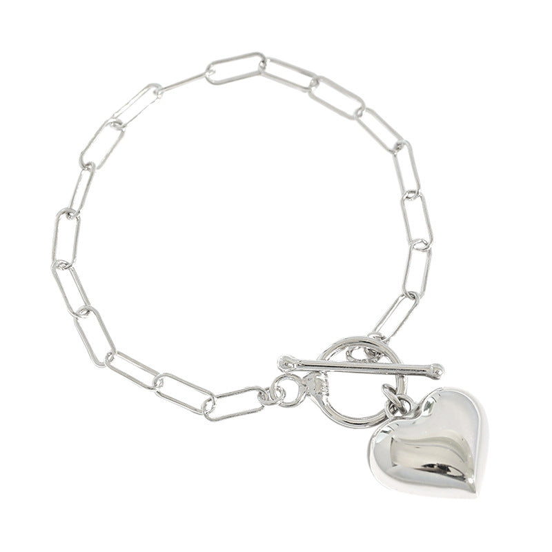 Hollow Chain Heart 925 Sterling Silver Bracelet