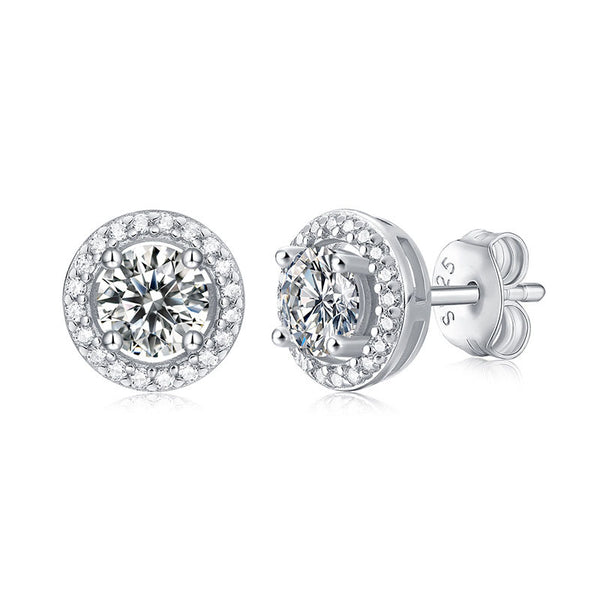 Moissanite CZ Simple 925 Sterling Silver  Earrings