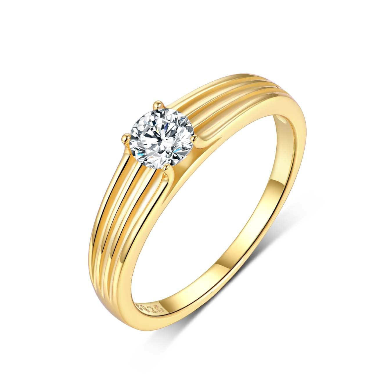 Round Solitaire Moissanite 925 Sterling Silver Ring