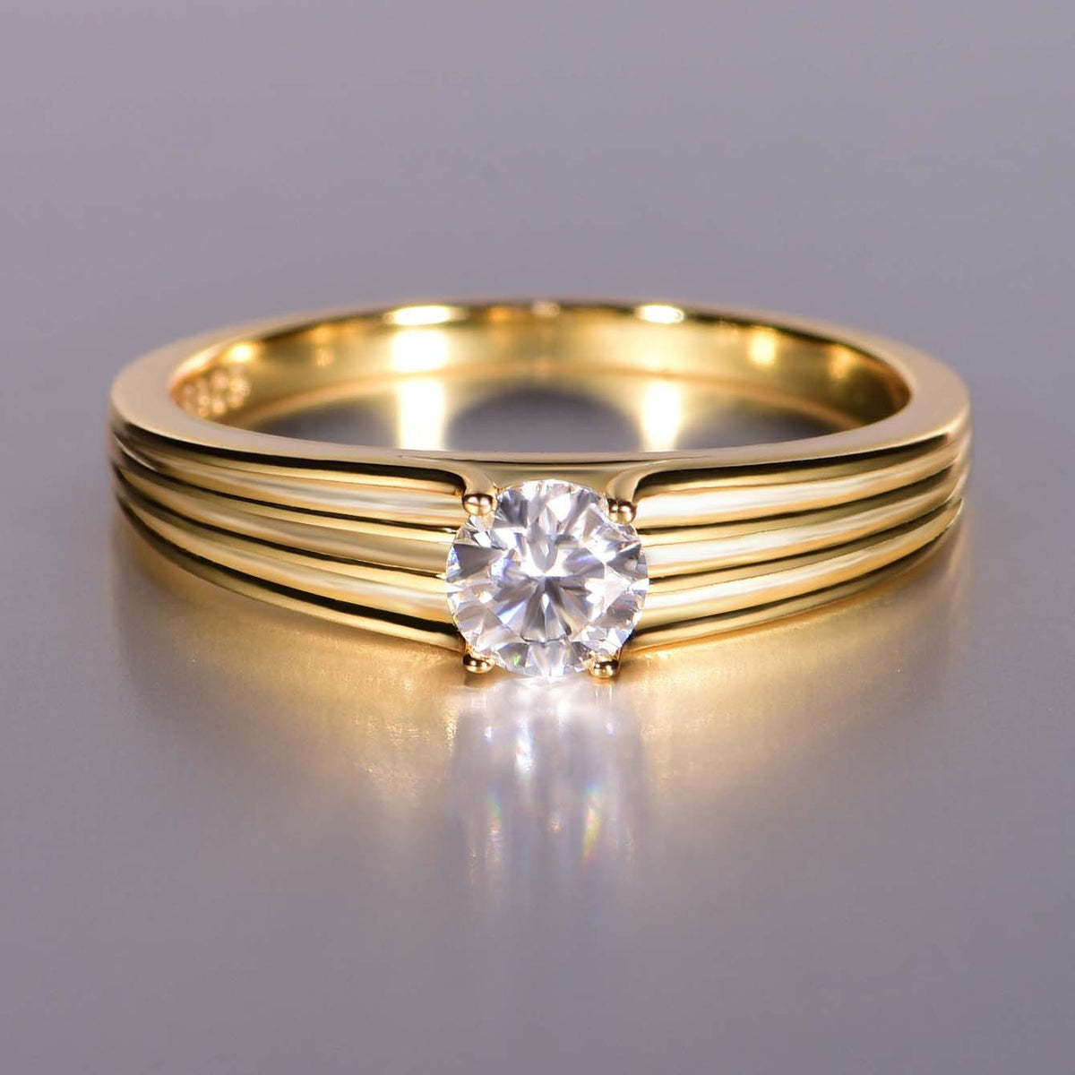 Round Solitaire Moissanite 925 Sterling Silver Ring