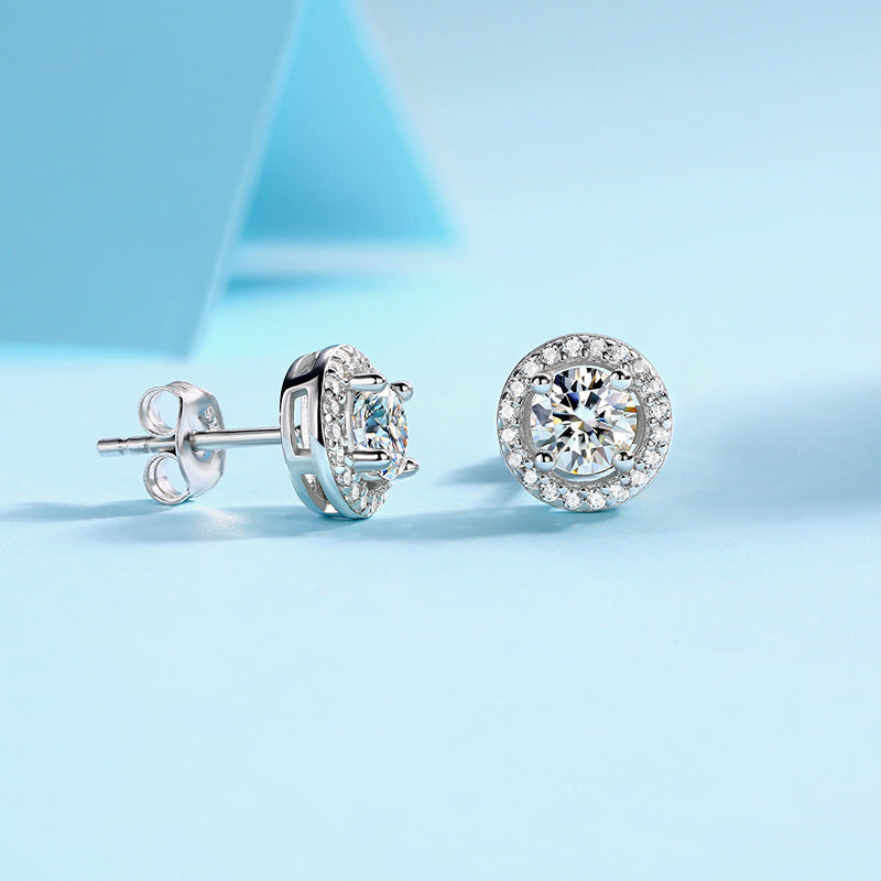 Moissanite CZ Simple 925 Sterling Silver  Earrings