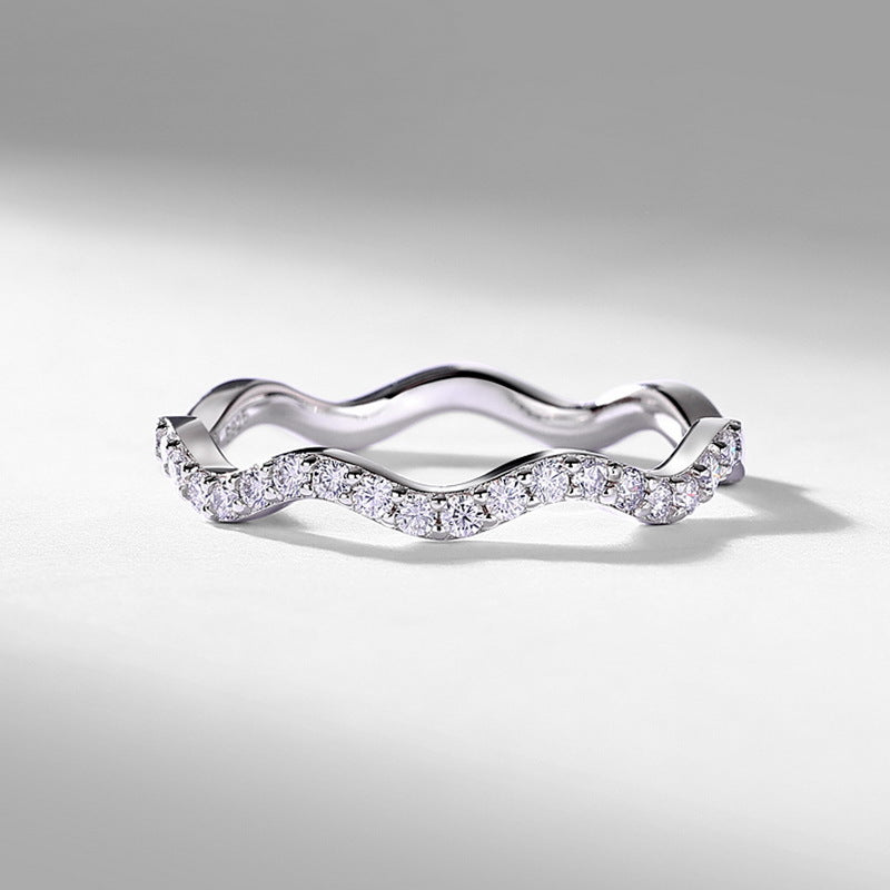 Moissanite Wave 925 Sterling Silver Ring