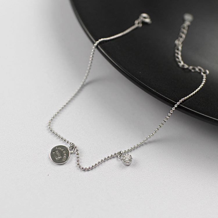 925 Sterling Silver Bead White CZ Foot Anklet