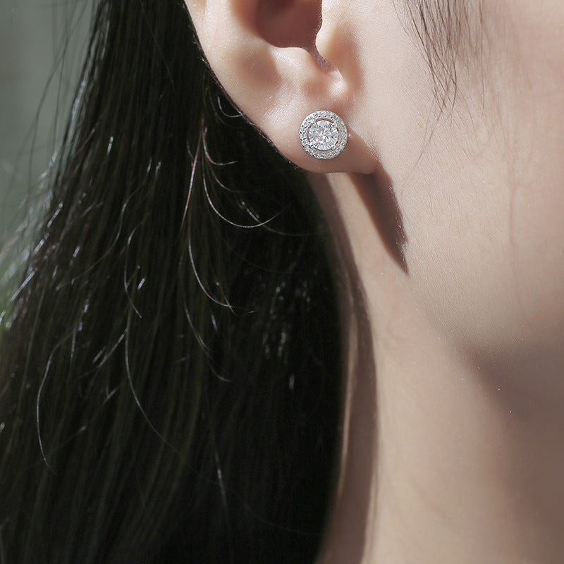 Moissanite CZ Simple 925 Sterling Silver  Earrings