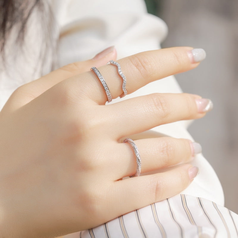 Moissanite Wave 925 Sterling Silver Ring