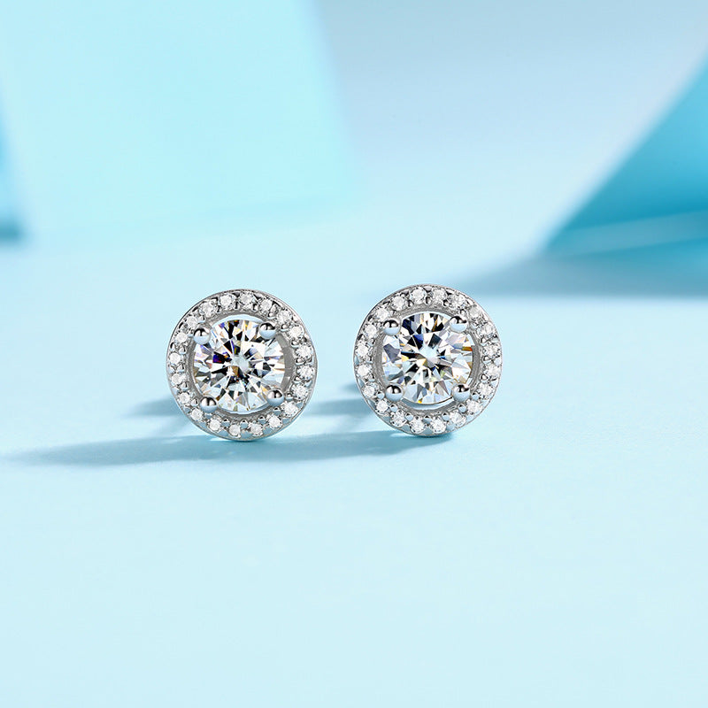 Moissanite CZ Simple 925 Sterling Silver  Earrings