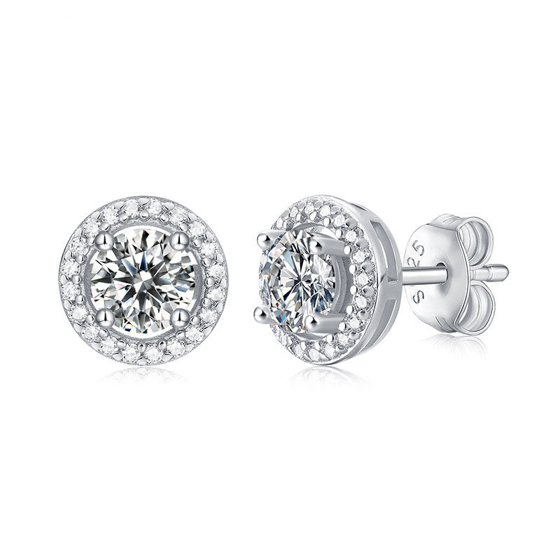 Moissanite CZ Simple 925 Sterling Silver  Earrings