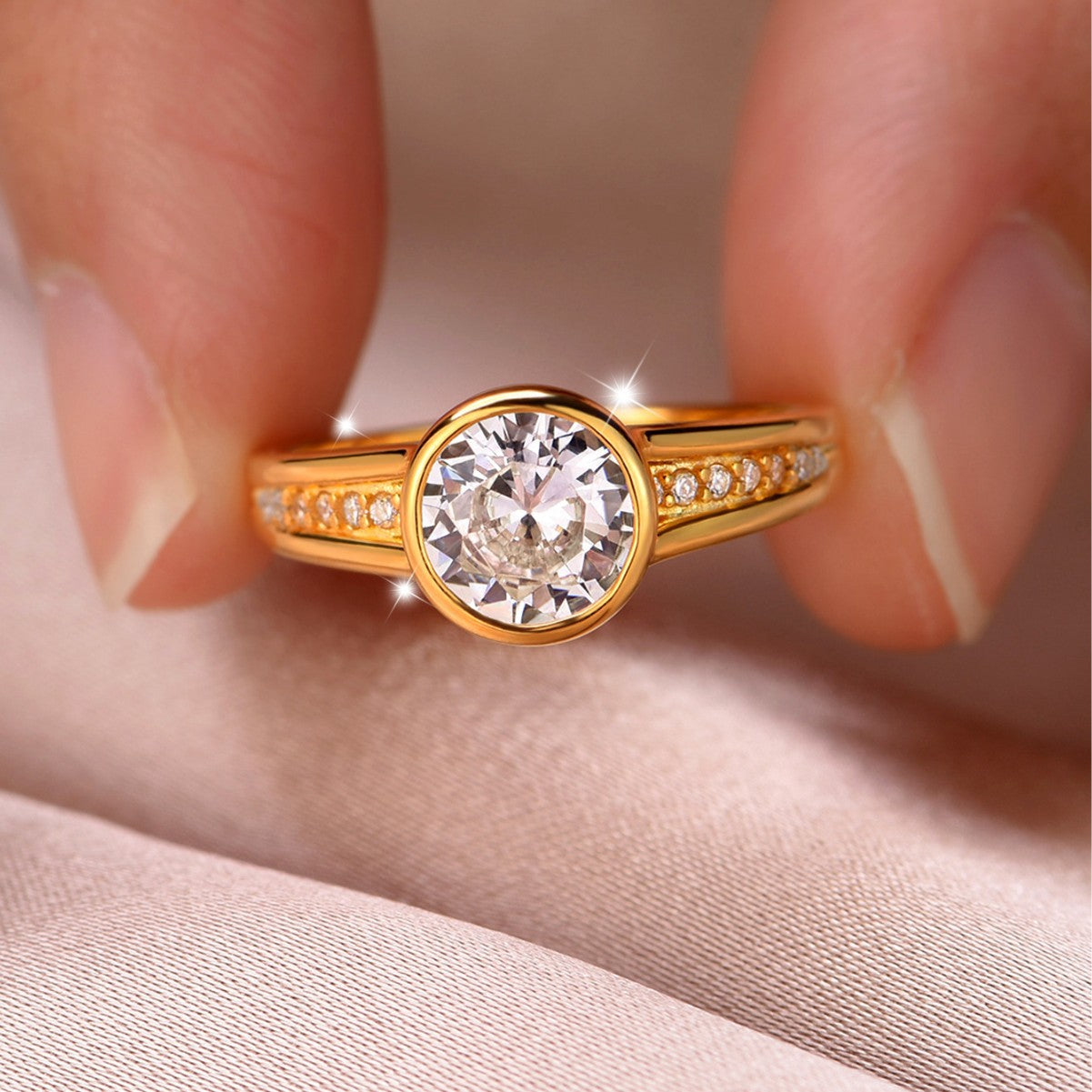 Moissanite 925 Sterling Silver Elegant Fashion Ring