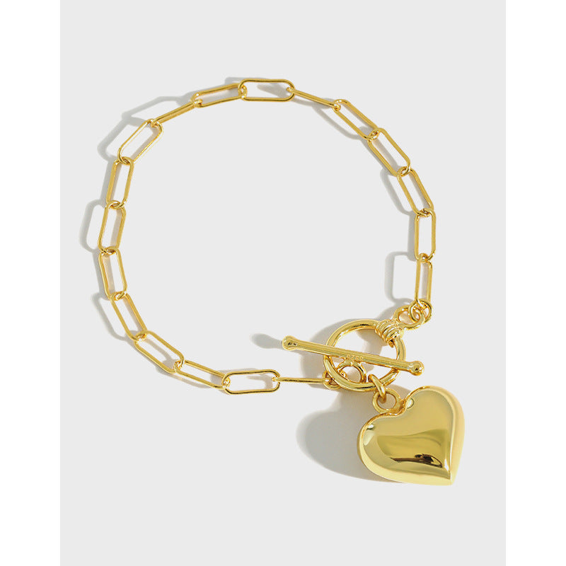 Hollow Chain Heart 925 Sterling Silver Bracelet