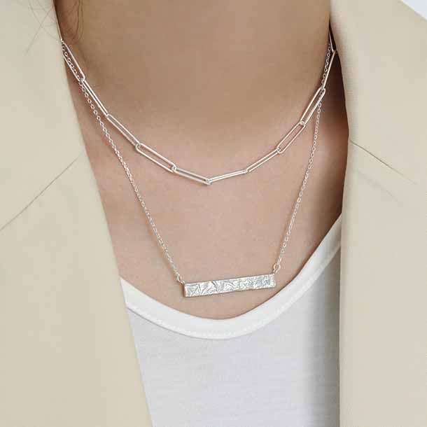Rectangle Tag 925 Sterling Silver Necklace