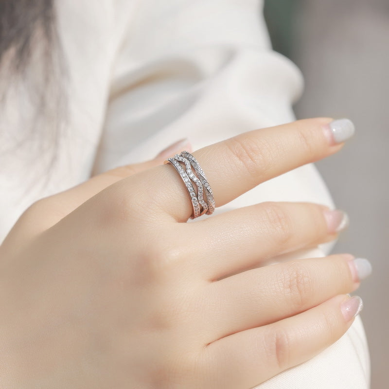 Moissanite Wave 925 Sterling Silver Ring
