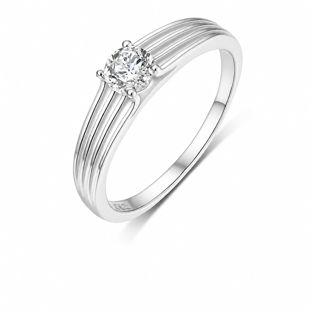 Round Solitaire Moissanite 925 Sterling Silver Ring