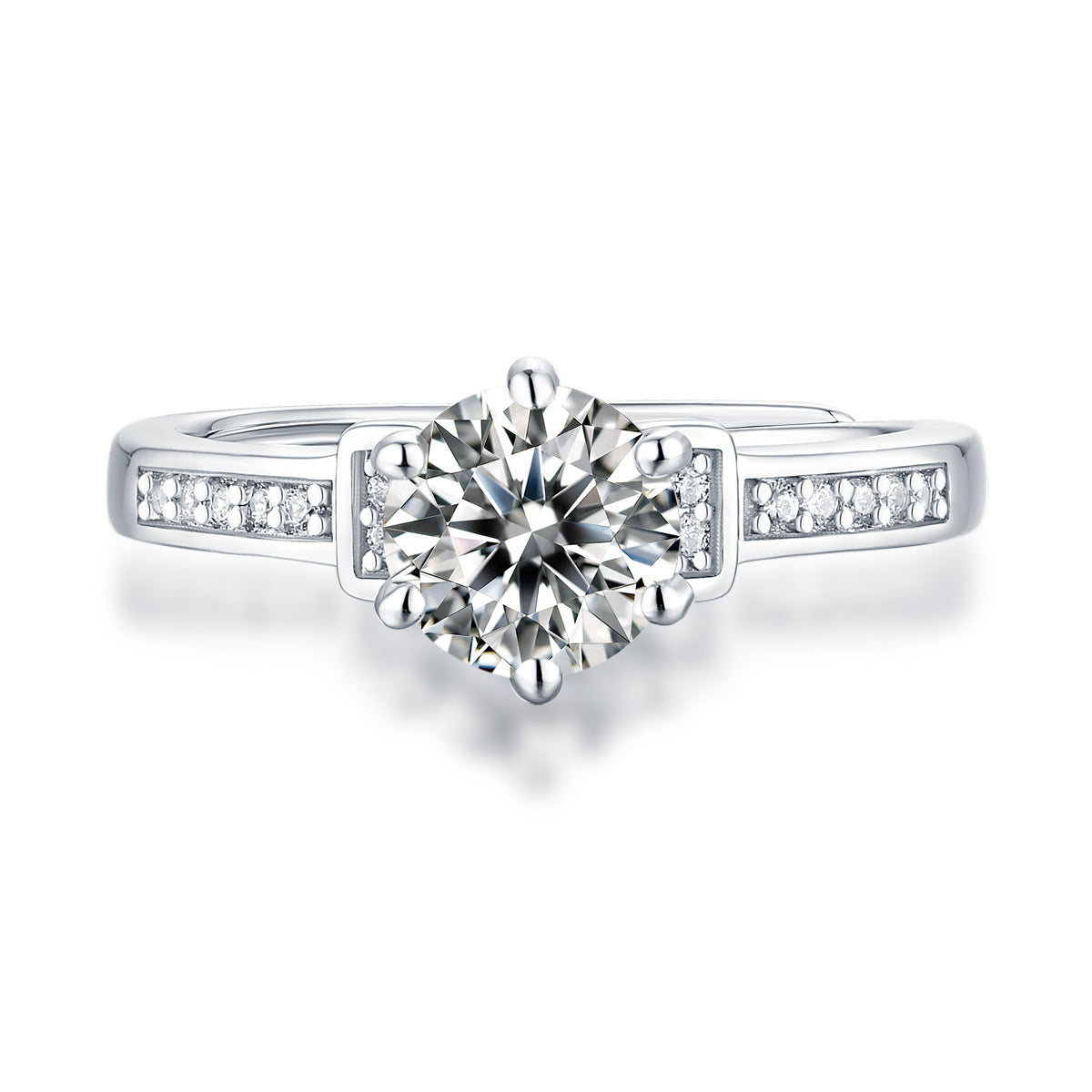 Moissanite CZ 925 Sterling Silver Adjustable Ring