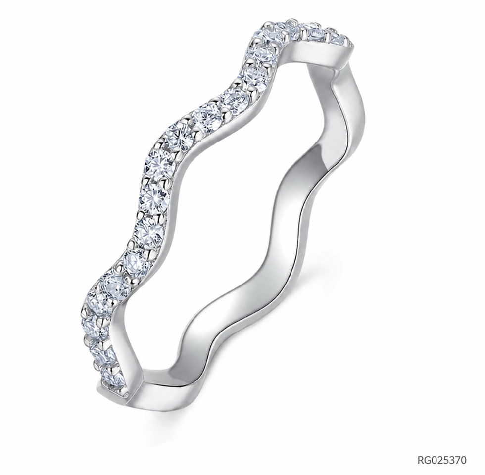 Moissanite Wave 925 Sterling Silver Ring